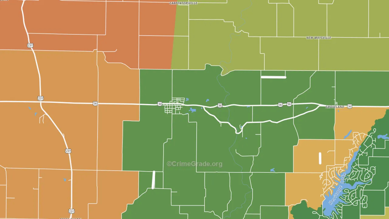 Bainbridge, IN Map of Robbery Rates