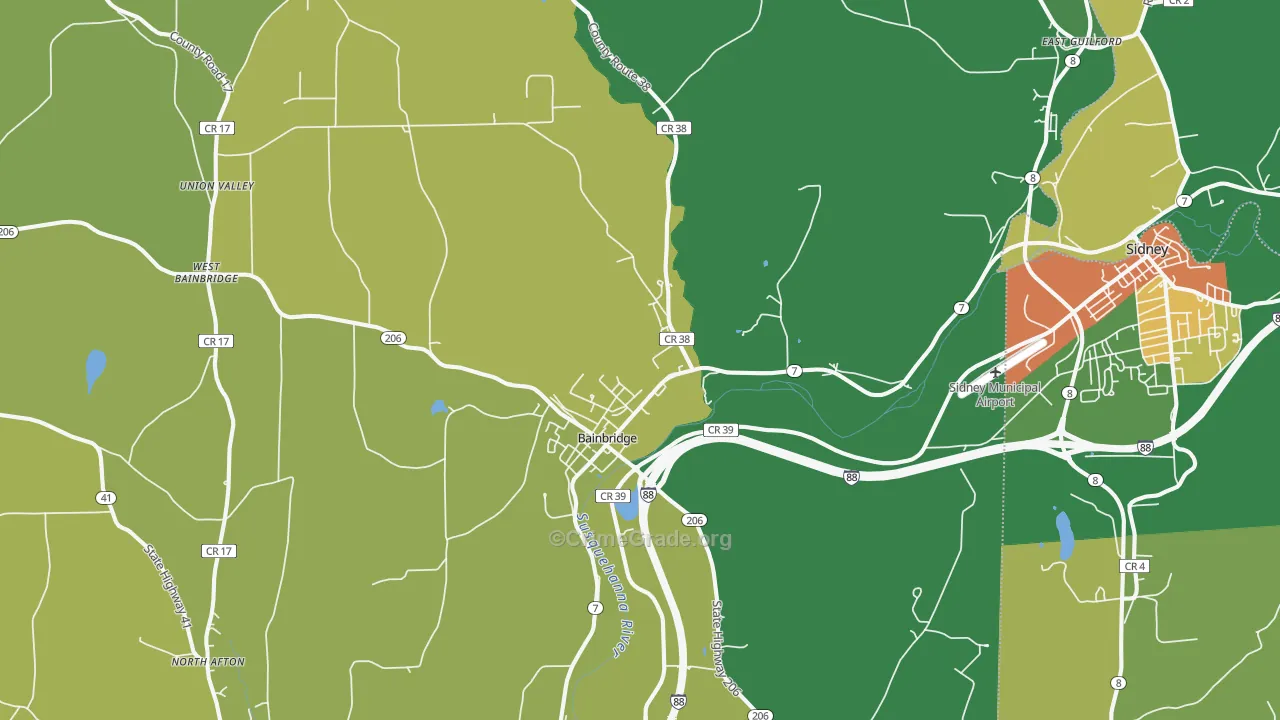Bainbridge, NY Map of Robbery Rates