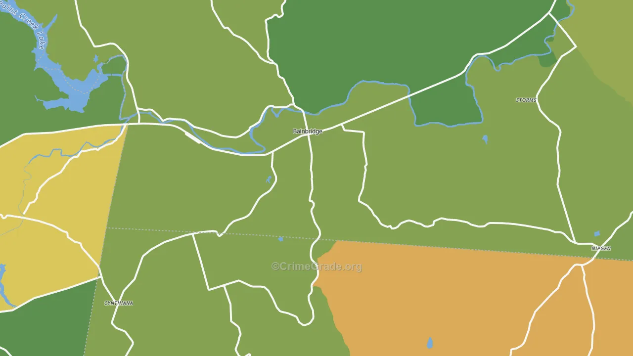 Bainbridge, OH Map of Robbery Rates