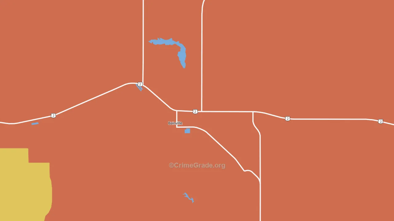 Bainville, MT Map of Robbery Rates