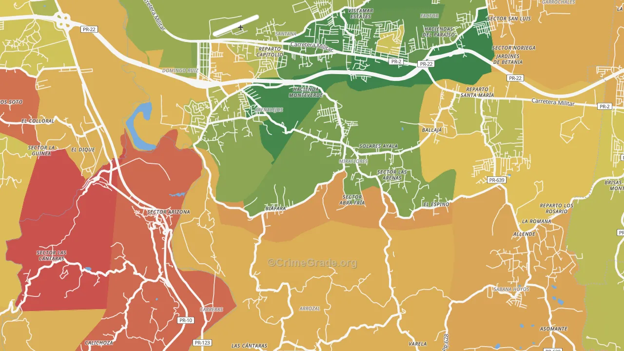 Bajadero, PR Map of Robbery Rates