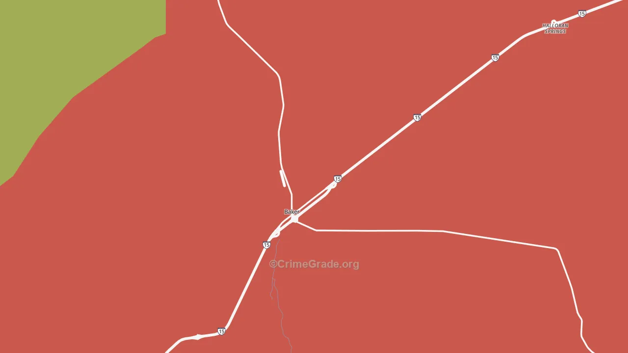 Baker, CA Map of Robbery Rates