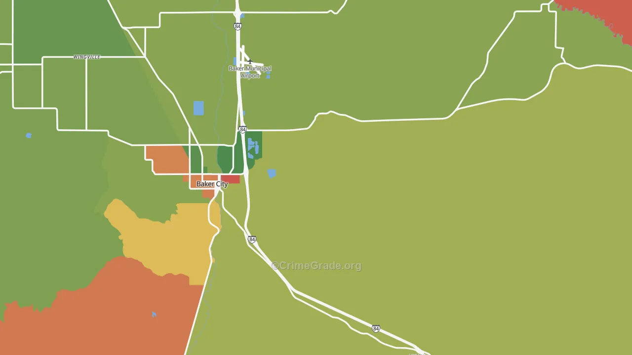 Baker County, OR Map of Robbery Rates