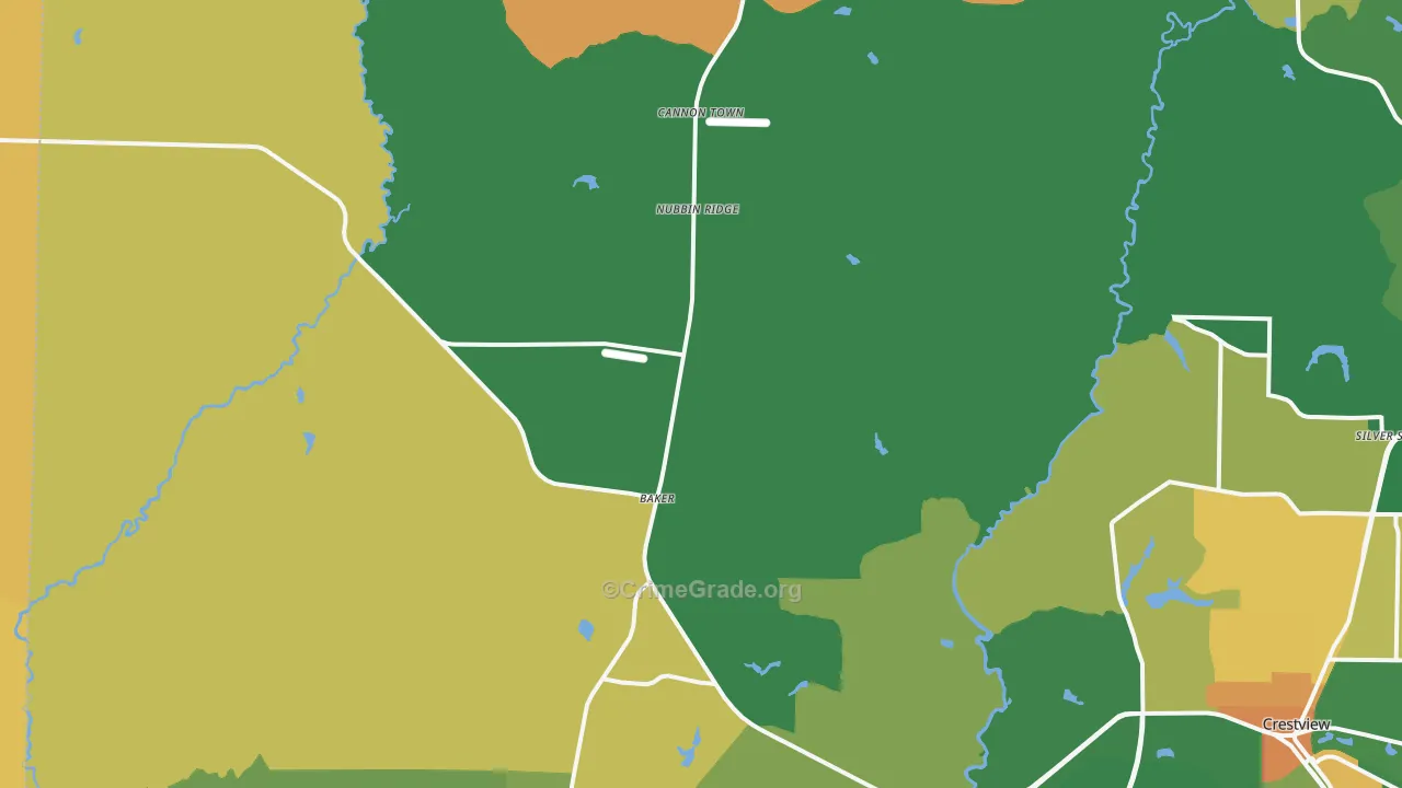 Baker, FL Map of Robbery Rates