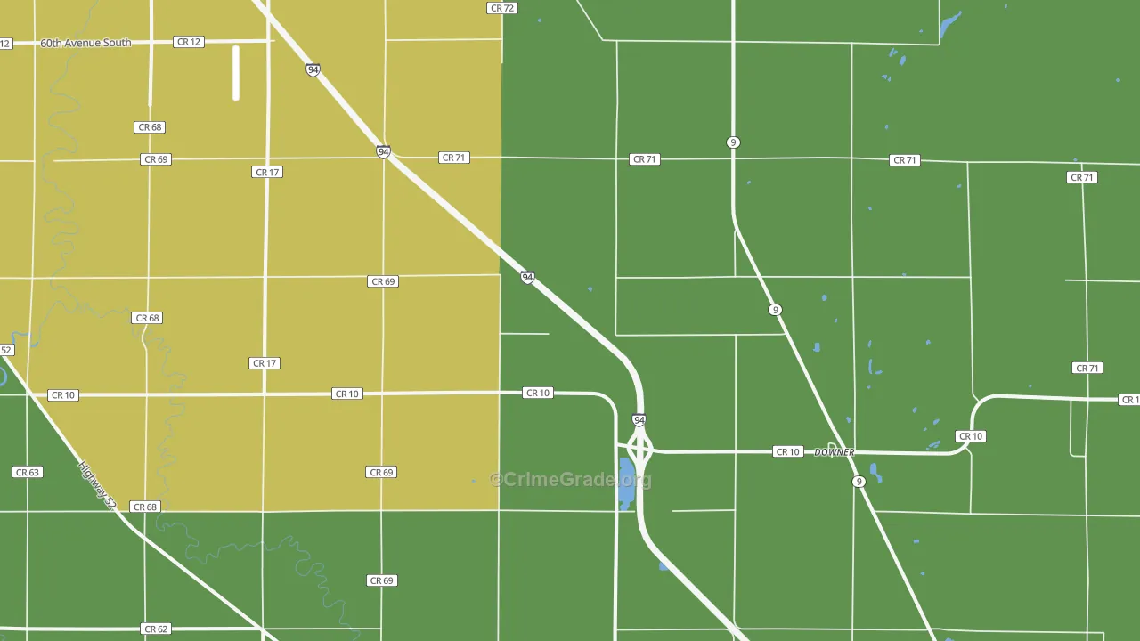 Baker, MN Map of Robbery Rates