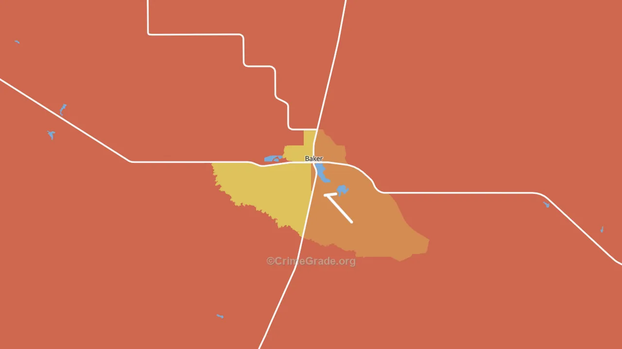 Baker, MT Map of Robbery Rates