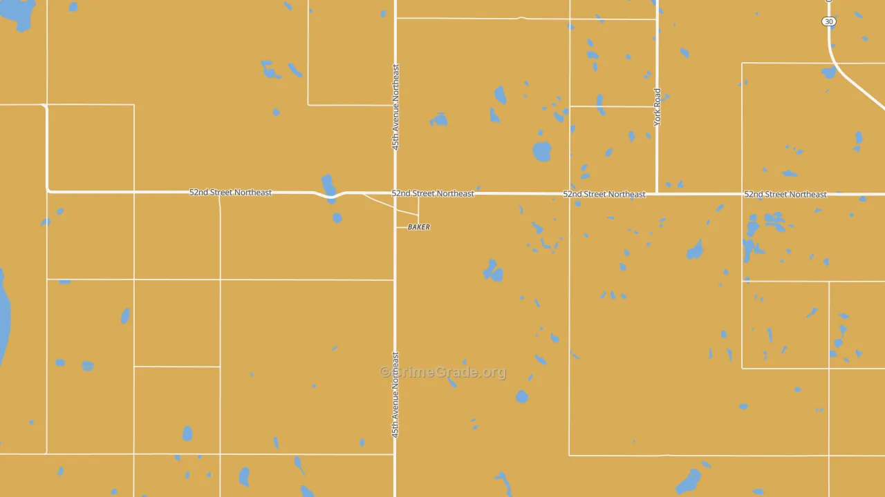 Baker, ND Map of Robbery Rates