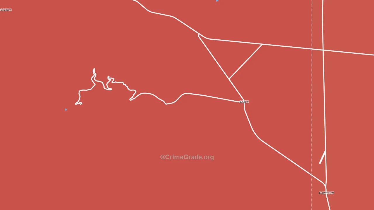 Baker, NV Map of Robbery Rates