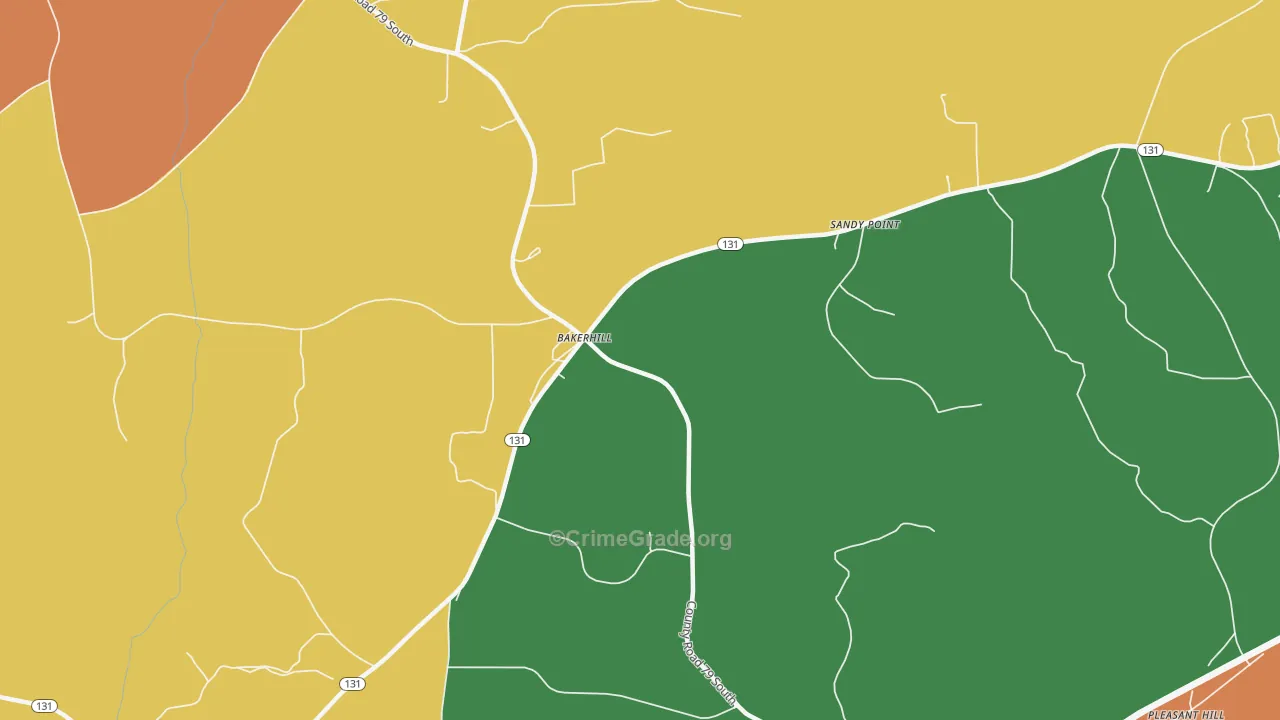 Bakerhill, AL Map of Robbery Rates