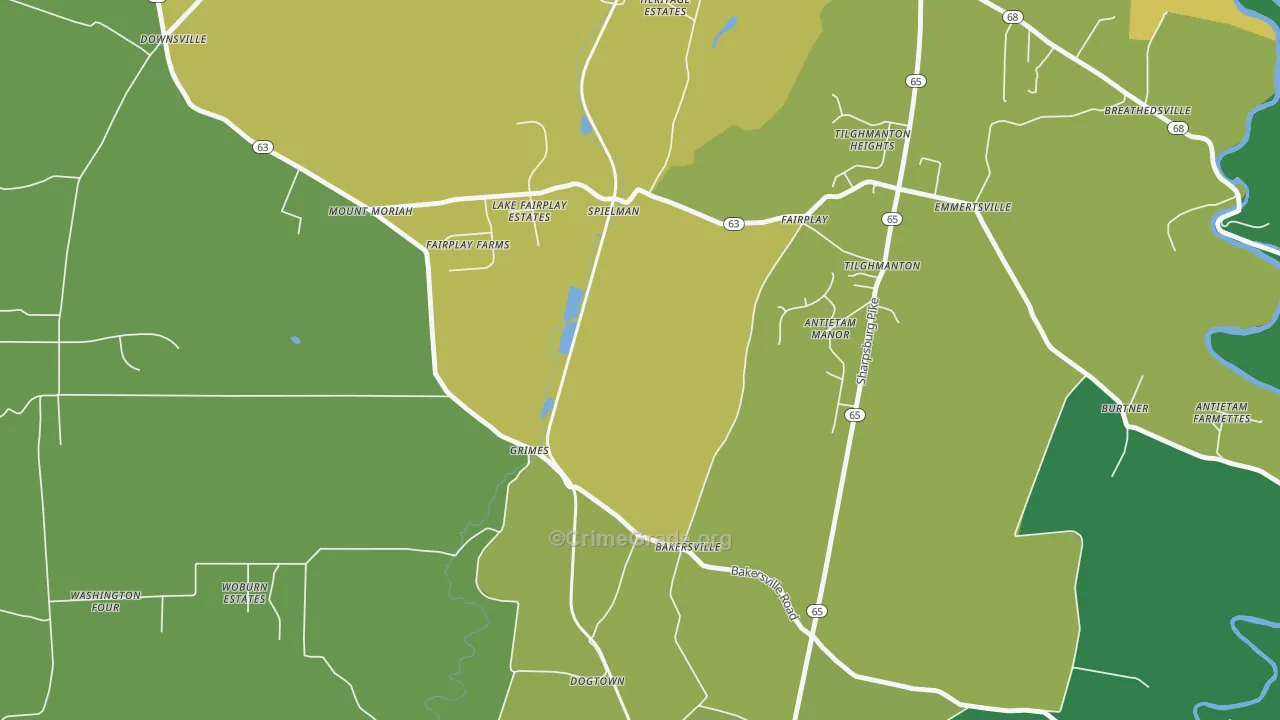 Bakersville, MD Map of Robbery Rates