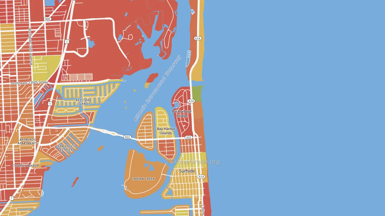 Bal Harbour, FL Map of Robbery Rates