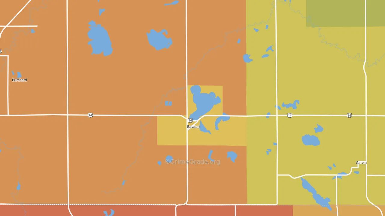 Balaton, MN Map of Robbery Rates
