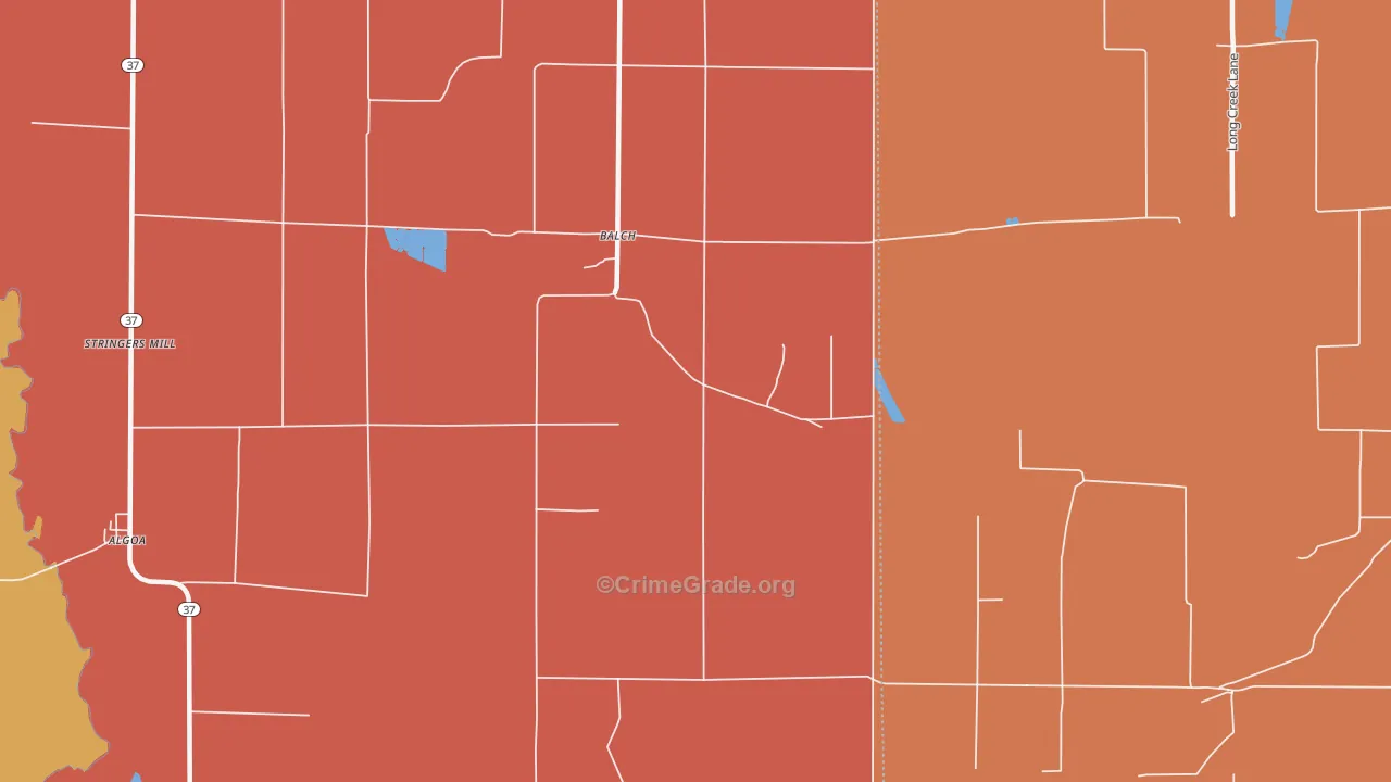 Balch, AR Map of Robbery Rates