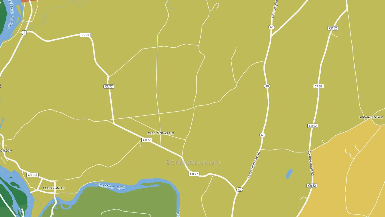 Bald Mountain, NY Map of Robbery Rates
