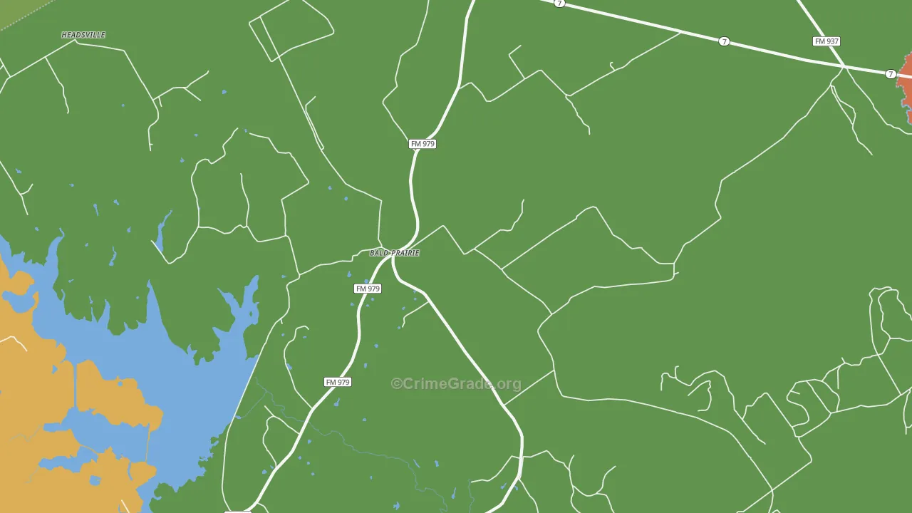 Bald Prairie, TX Map of Robbery Rates