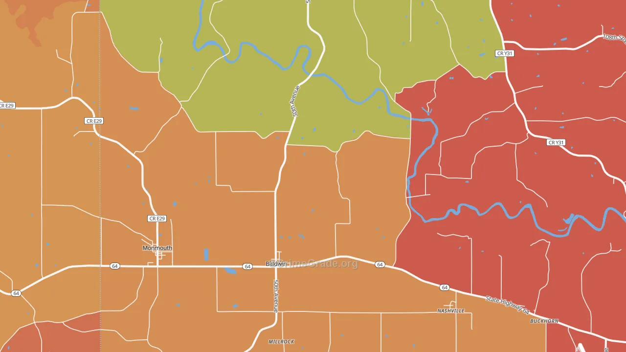 Baldwin, IA Map of Robbery Rates