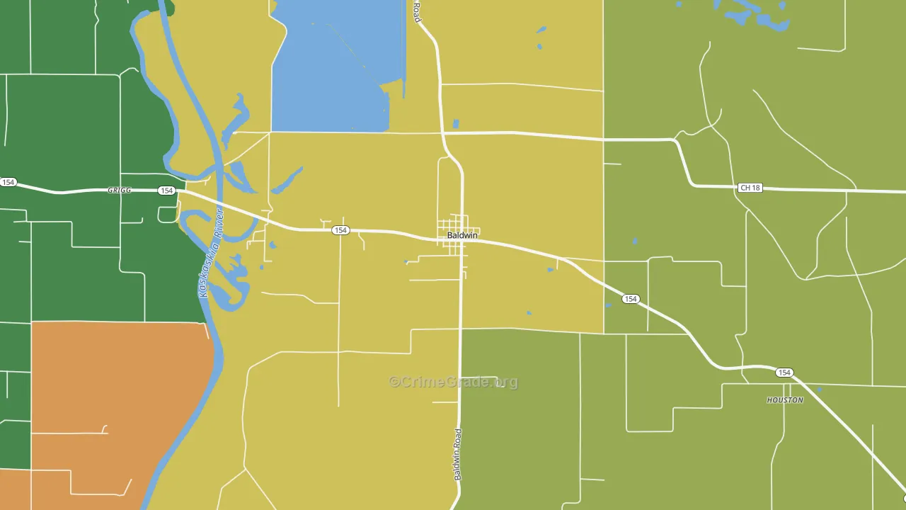 Baldwin, IL Map of Robbery Rates