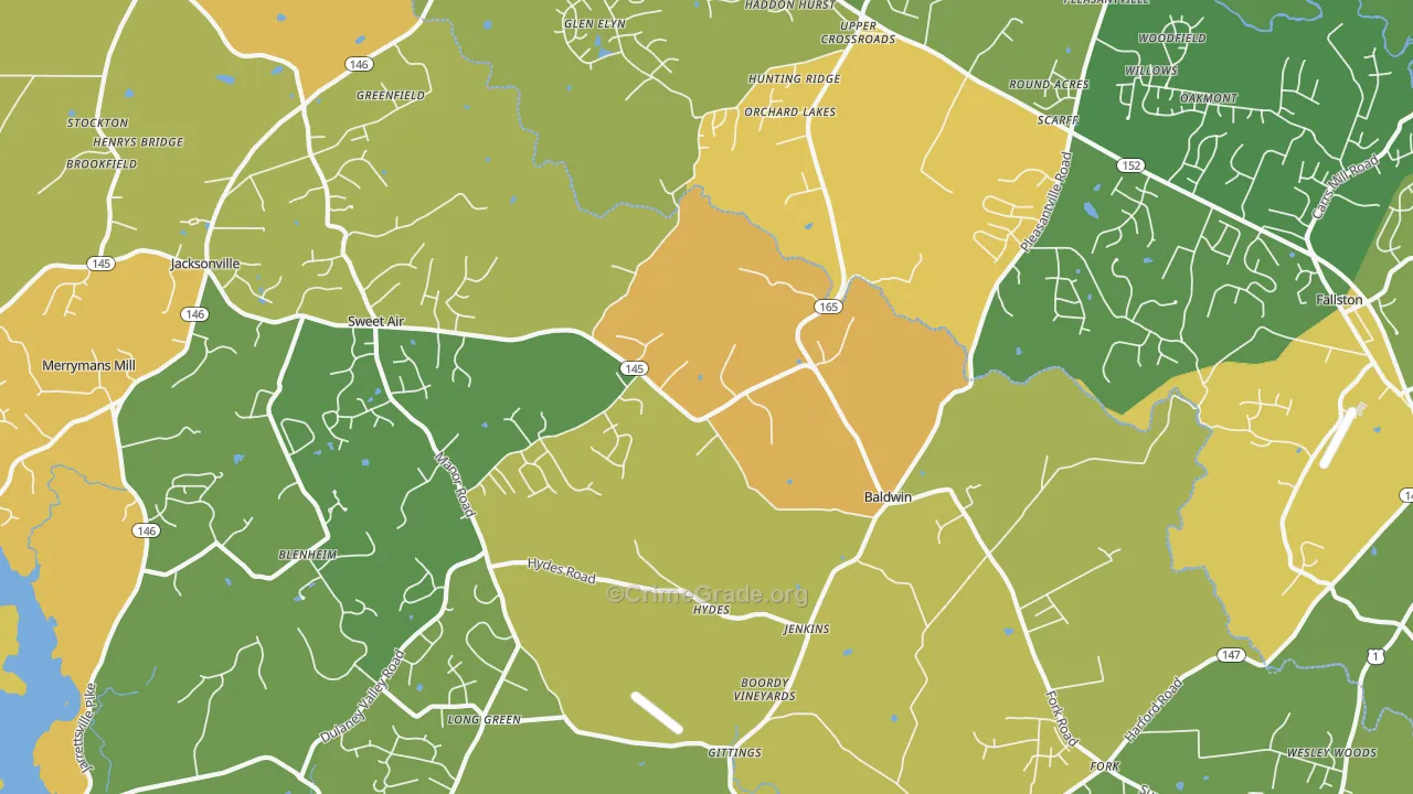 Baldwin, MD Map of Robbery Rates