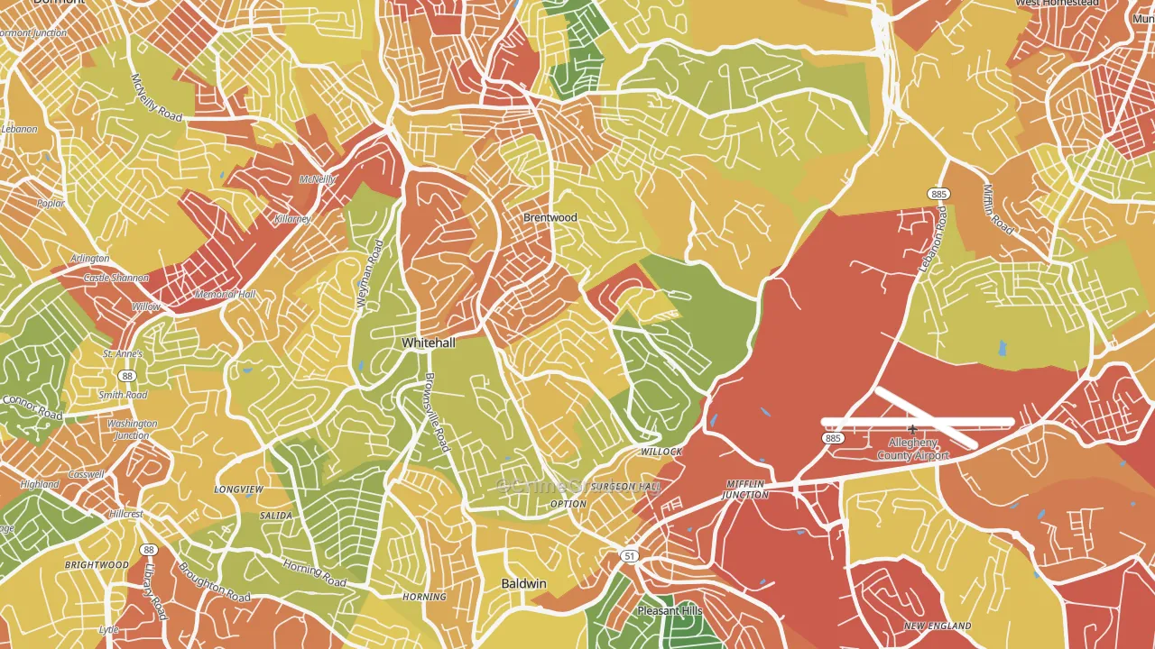 Baldwin, PA Map of Robbery Rates