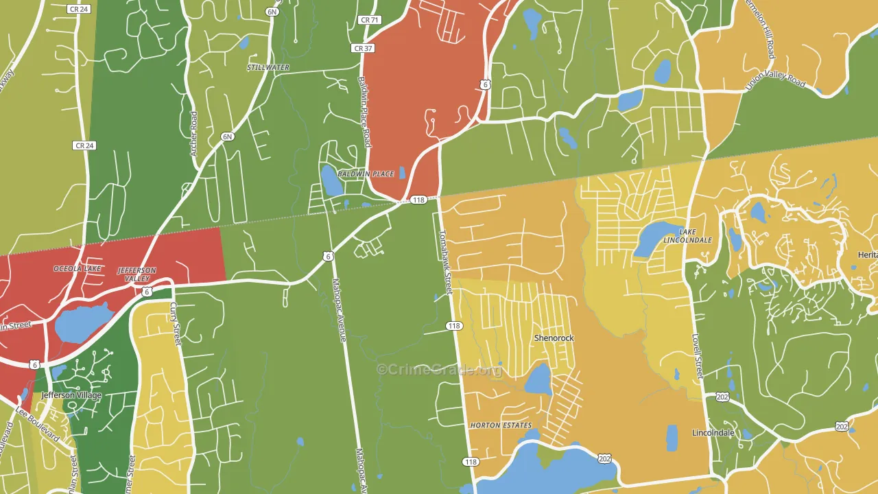 Baldwin Place, NY Map of Robbery Rates