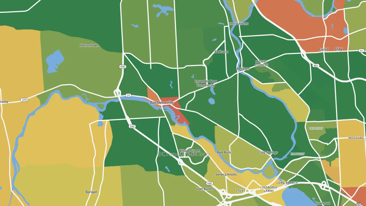 Baldwinsville, NY Map of Robbery Rates