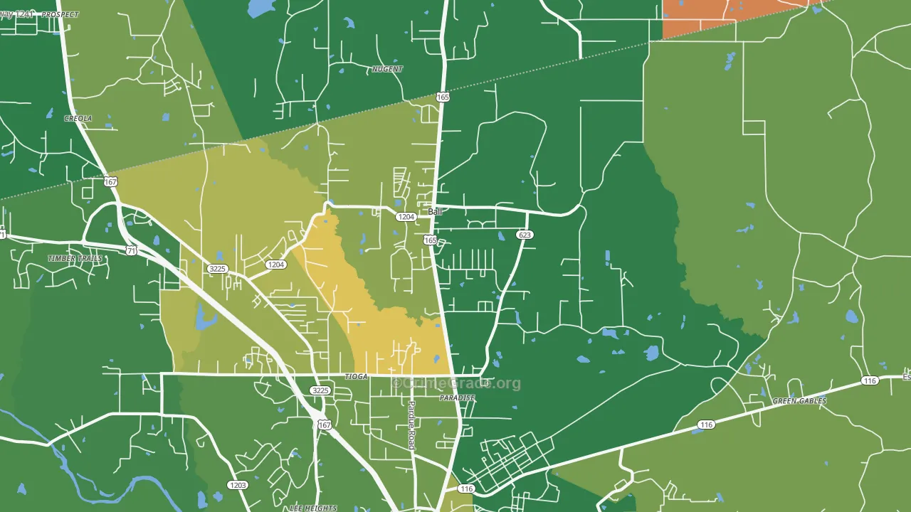 Ball, LA Map of Robbery Rates