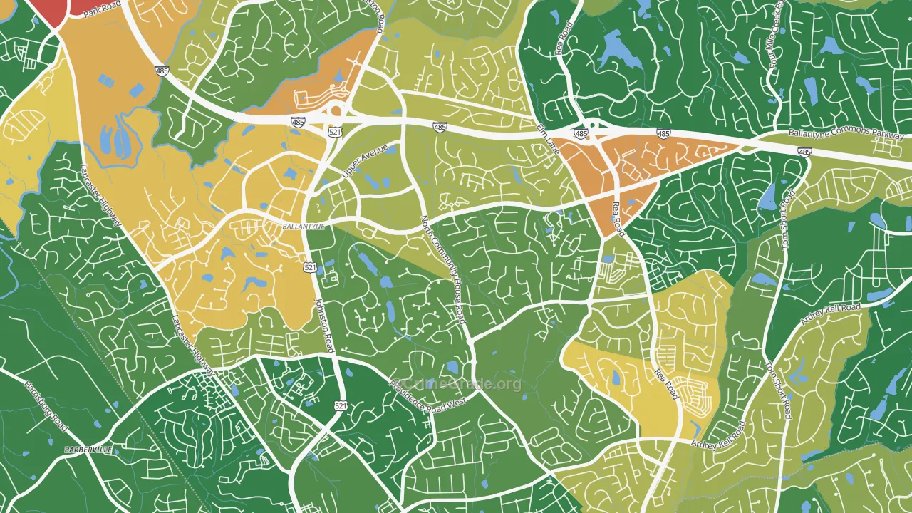 Ballantyne East, Charlotte, NC Map of Robbery Rates