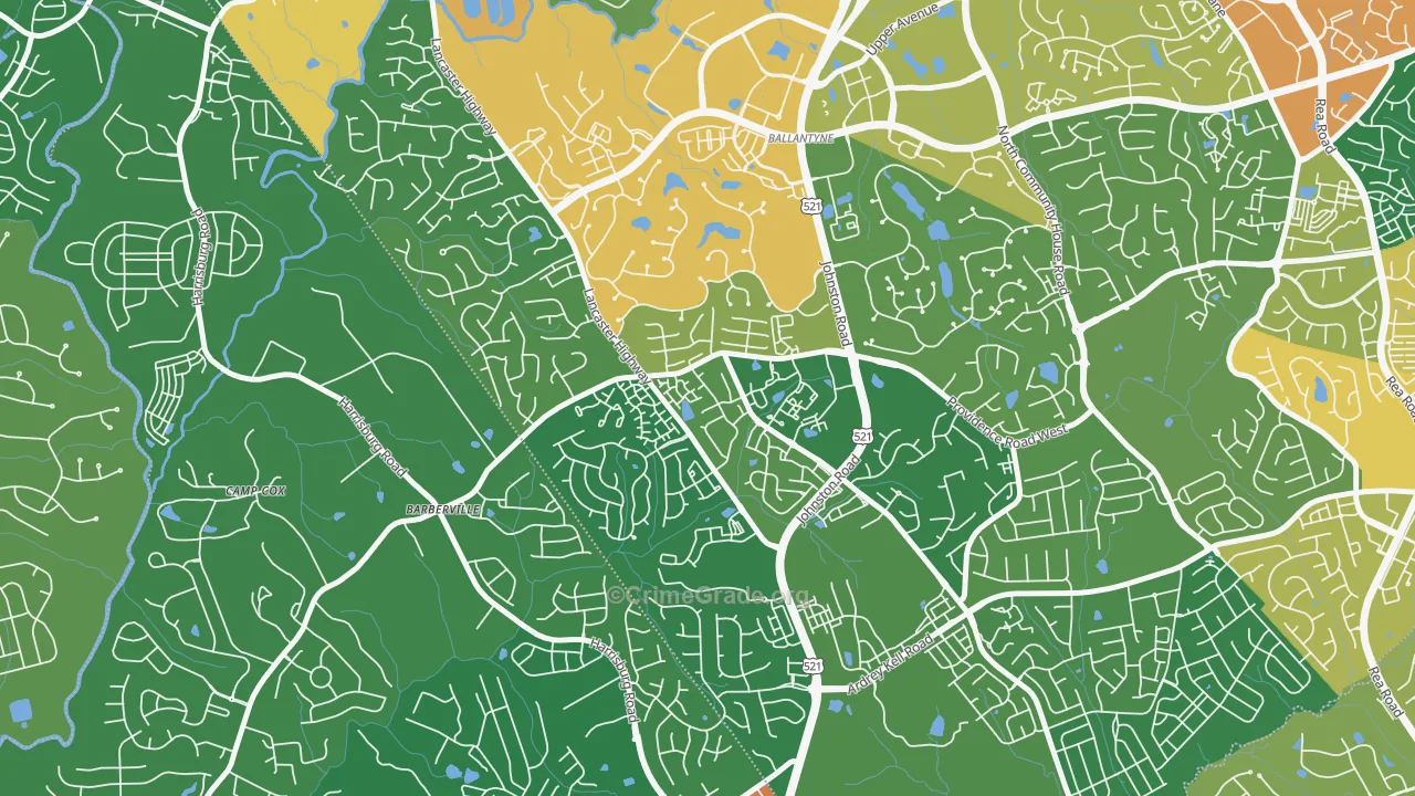 Ballantyne West, Charlotte, NC Map of Robbery Rates
