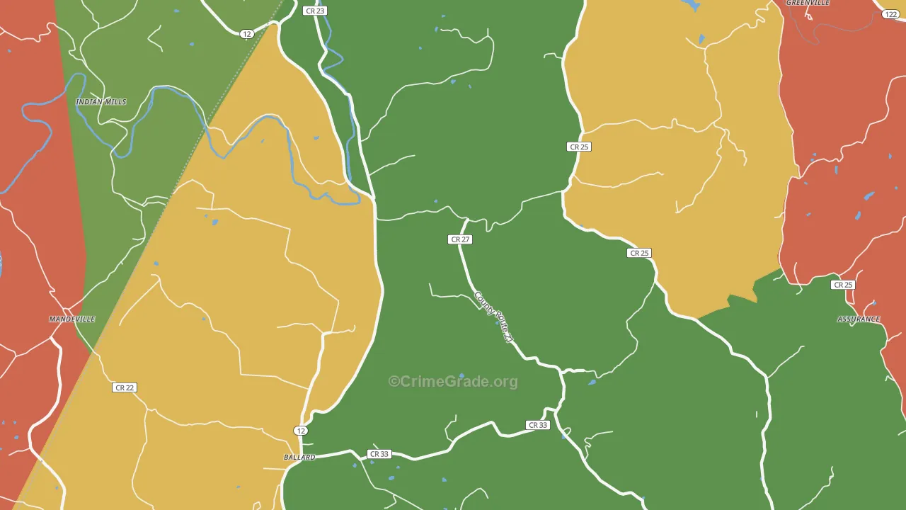 Ballard, WV Map of Robbery Rates