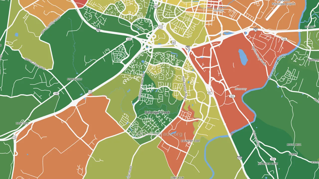 Ballenger Creek, MD Map of Robbery Rates