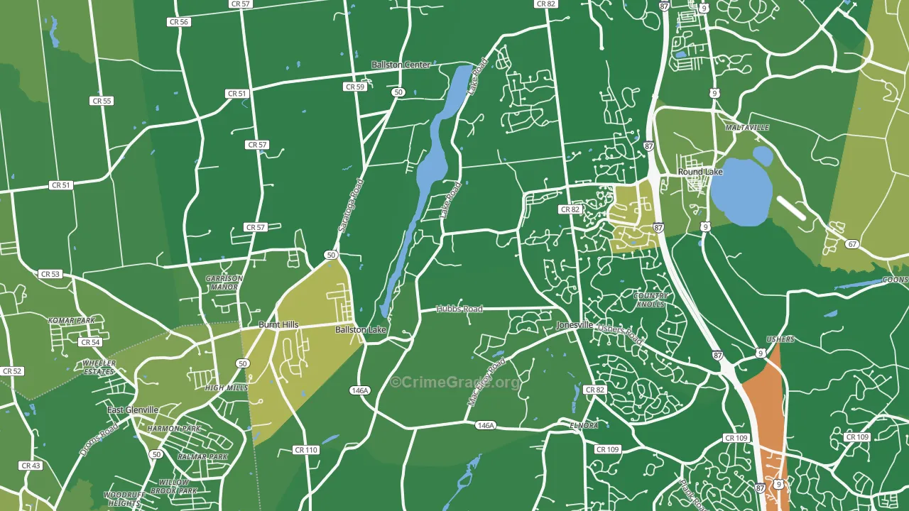 Ballston Lake, NY Map of Robbery Rates
