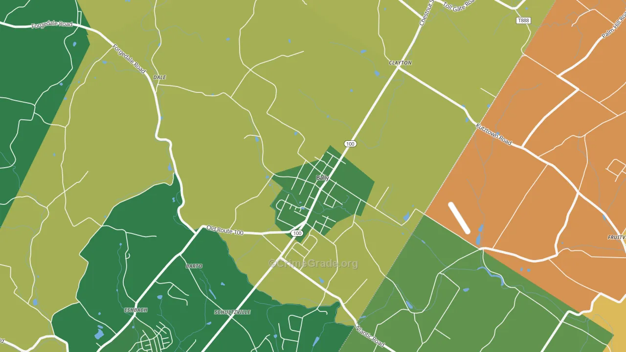 Bally, PA Map of Robbery Rates