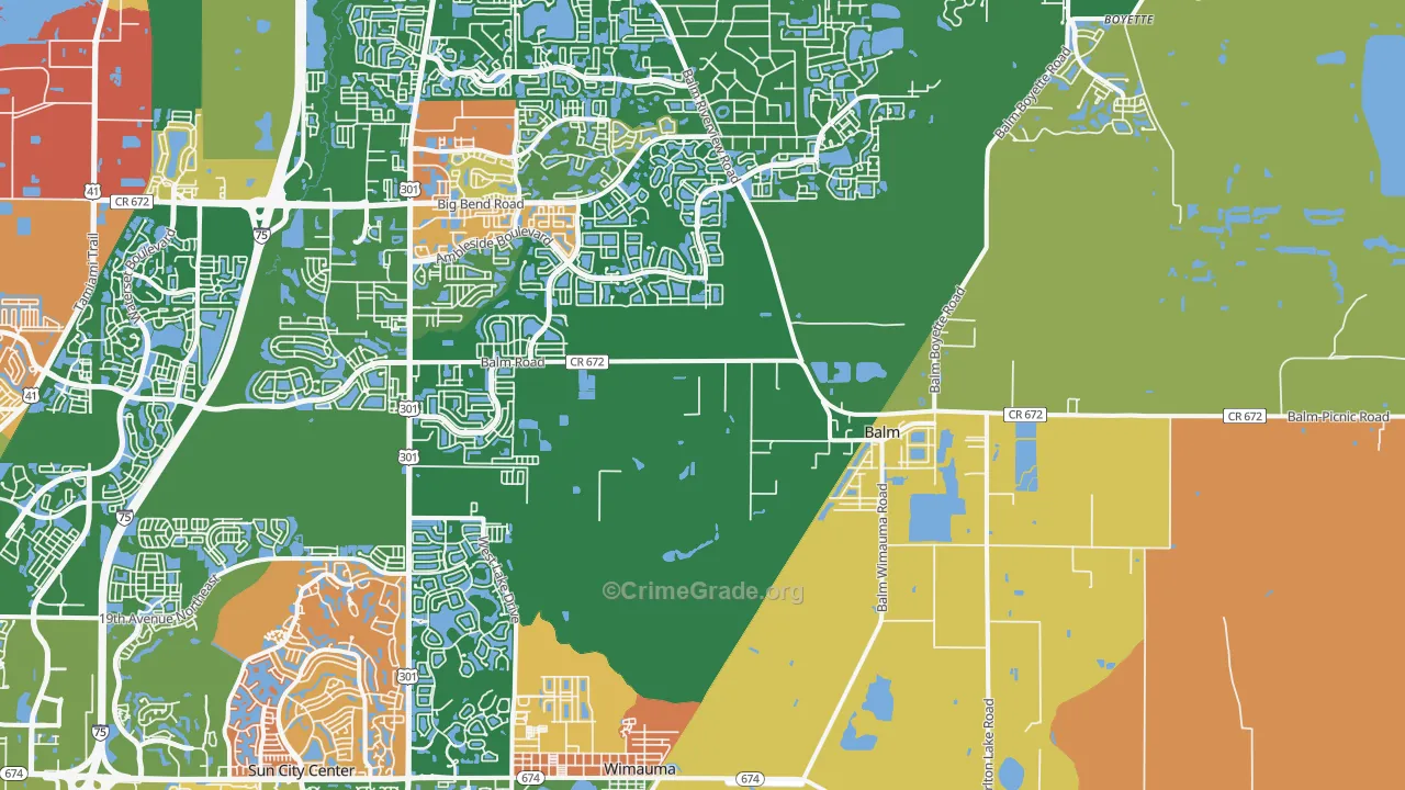 Balm, FL Map of Robbery Rates