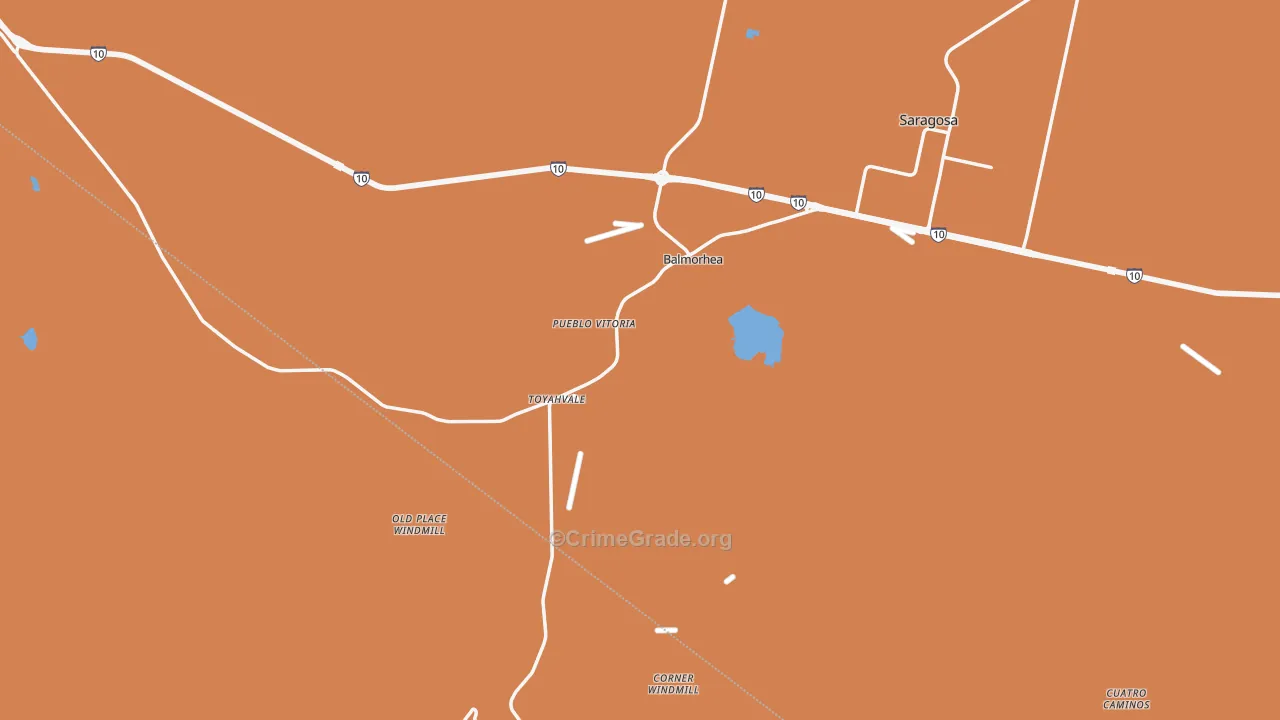 Balmorhea, TX Map of Robbery Rates