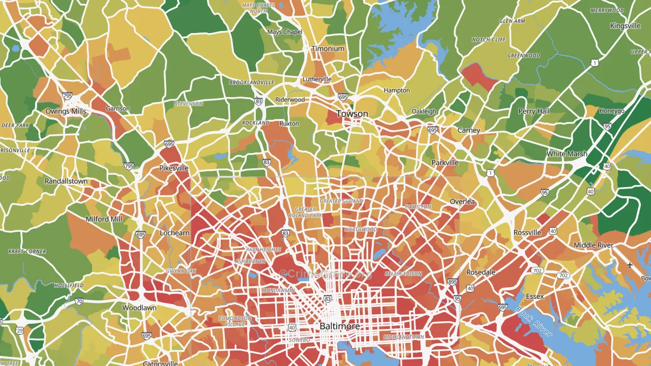 Baltimore County, MD Map of Robbery Rates