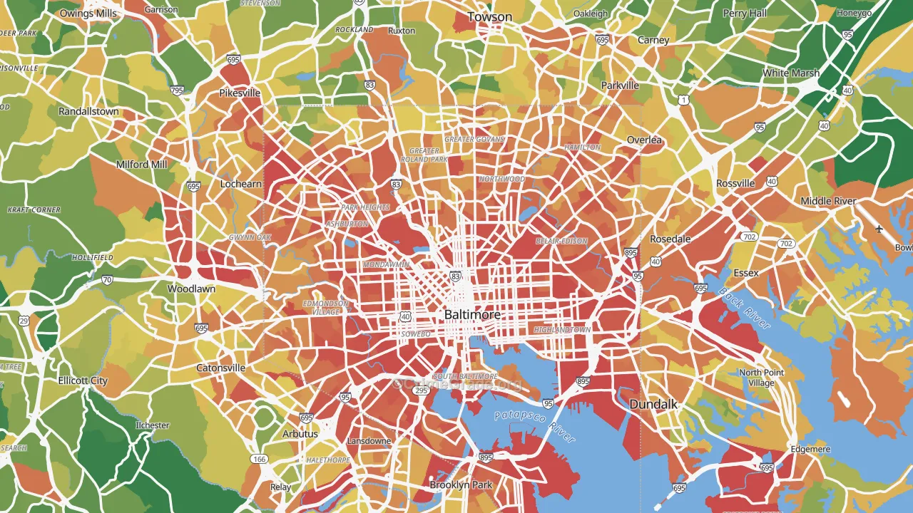 Baltimore, MD Map of Robbery Rates