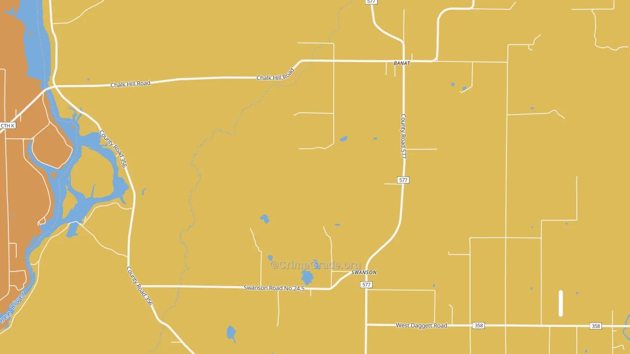 Banat, MI Map of Robbery Rates