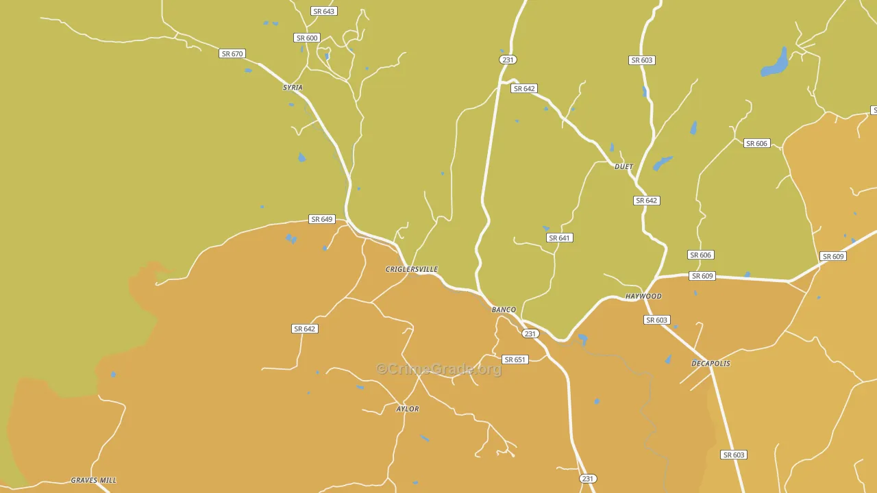 Banco, VA Map of Robbery Rates