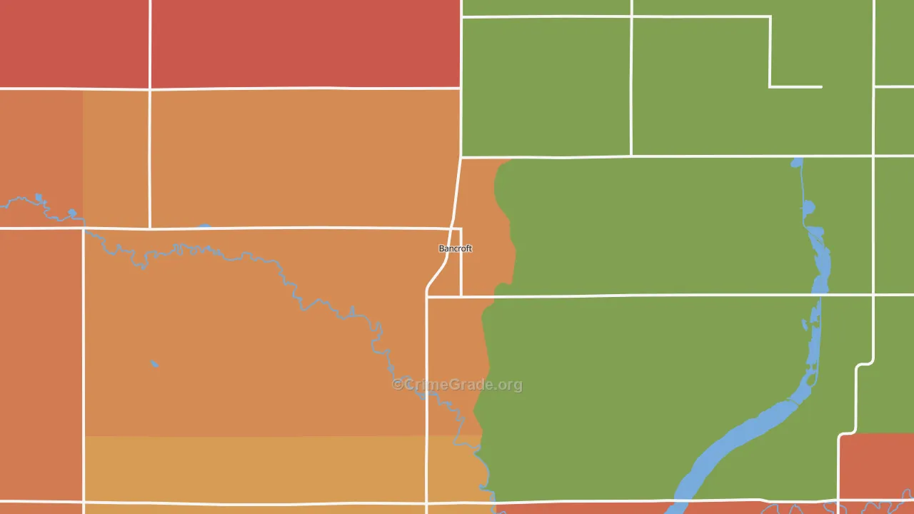 Bancroft, IA Map of Robbery Rates