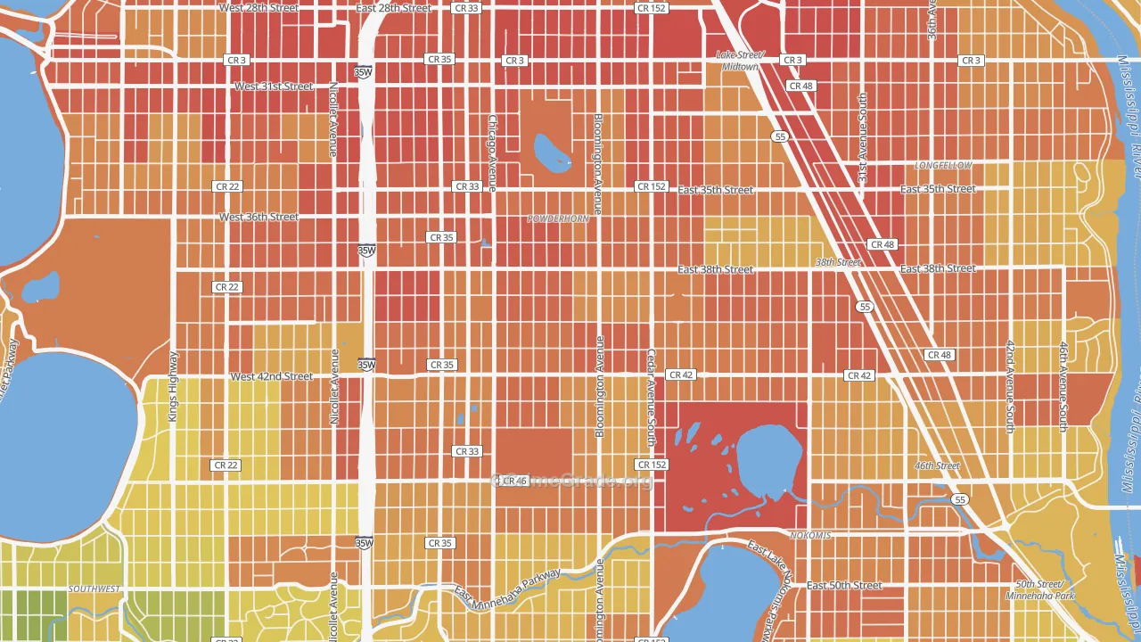 Bancroft, Minneapolis, MN Map of Robbery Rates