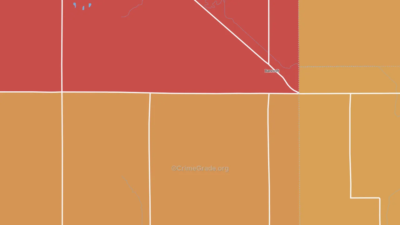 Bancroft, NE Map of Robbery Rates