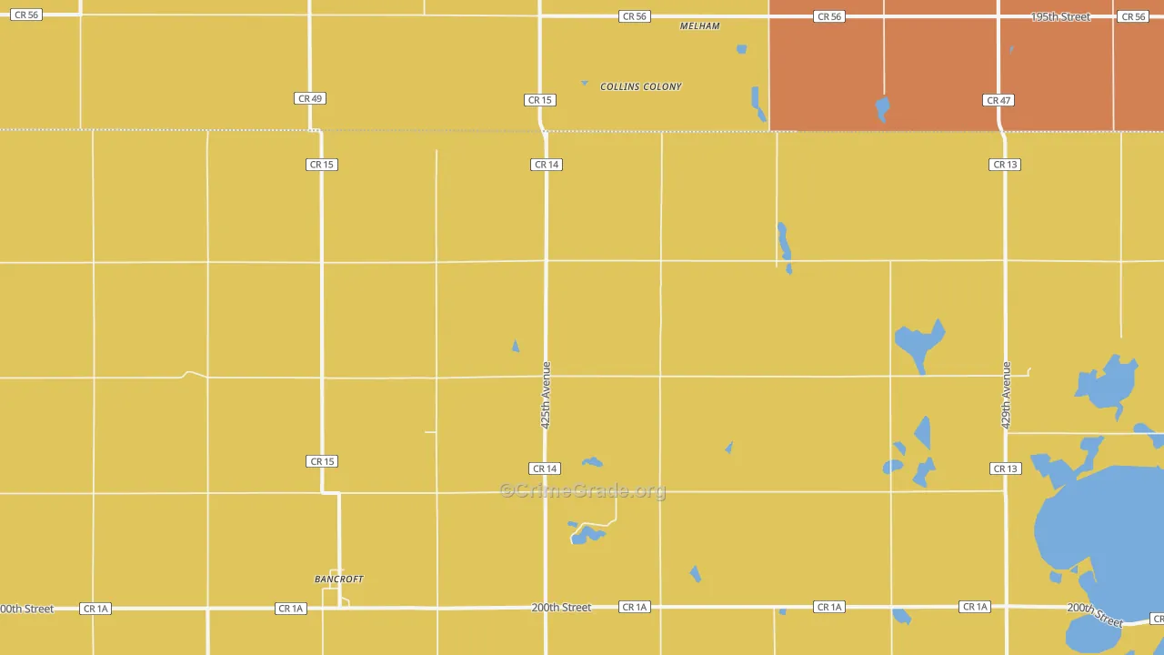 Bancroft, SD Map of Robbery Rates