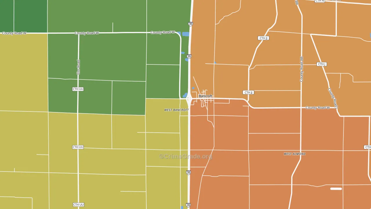 Bancroft, WI Map of Robbery Rates