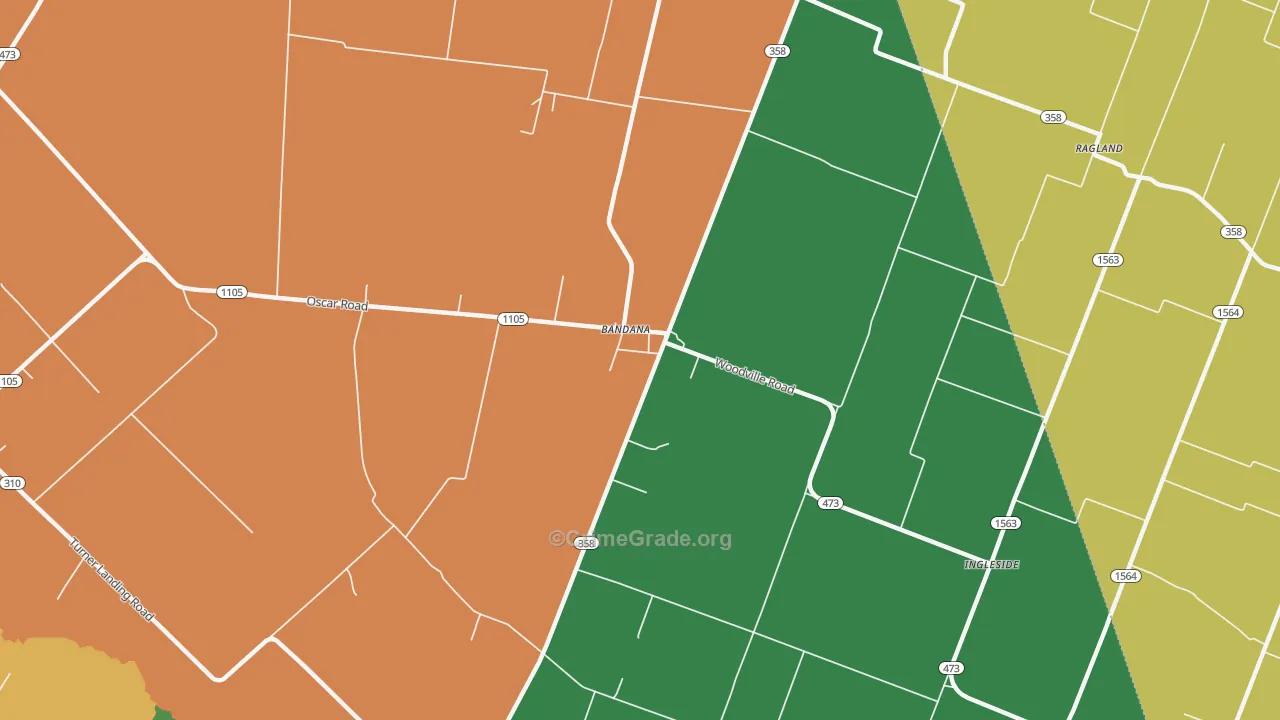 Bandana, KY Map of Robbery Rates