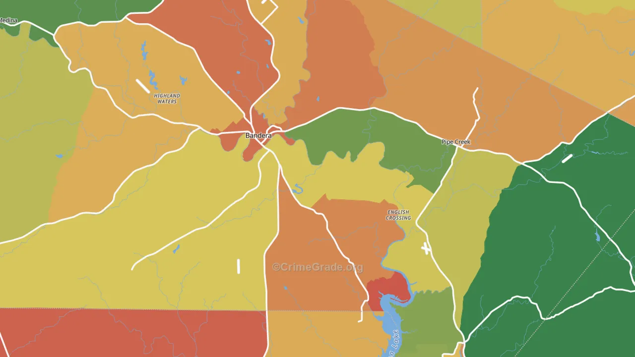 Bandera County, TX Map of Robbery Rates