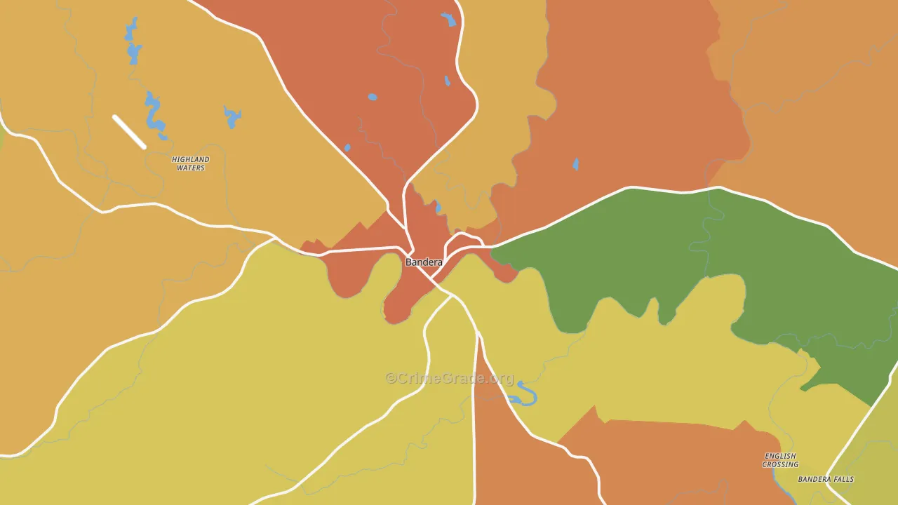Bandera, TX Map of Robbery Rates