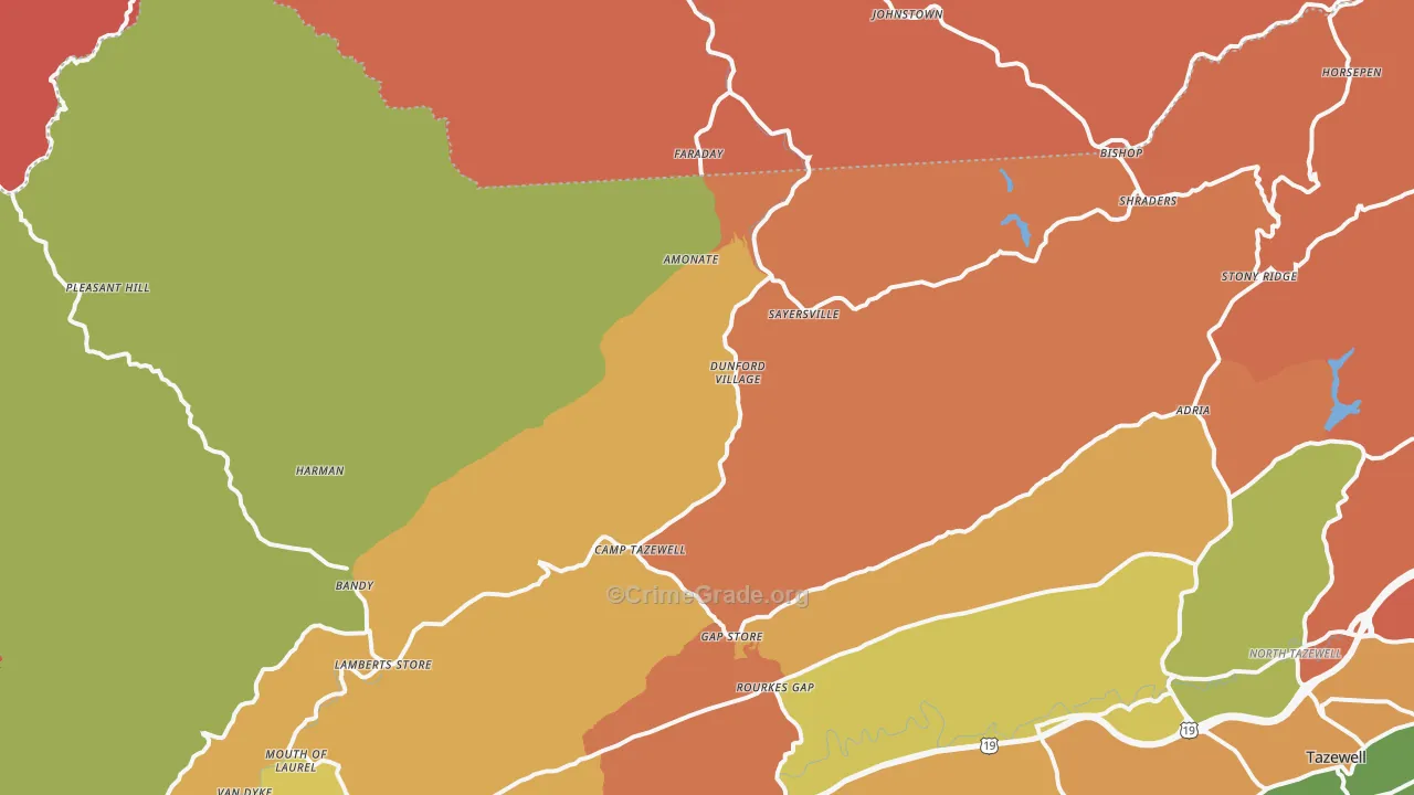 Bandy, VA Map of Robbery Rates