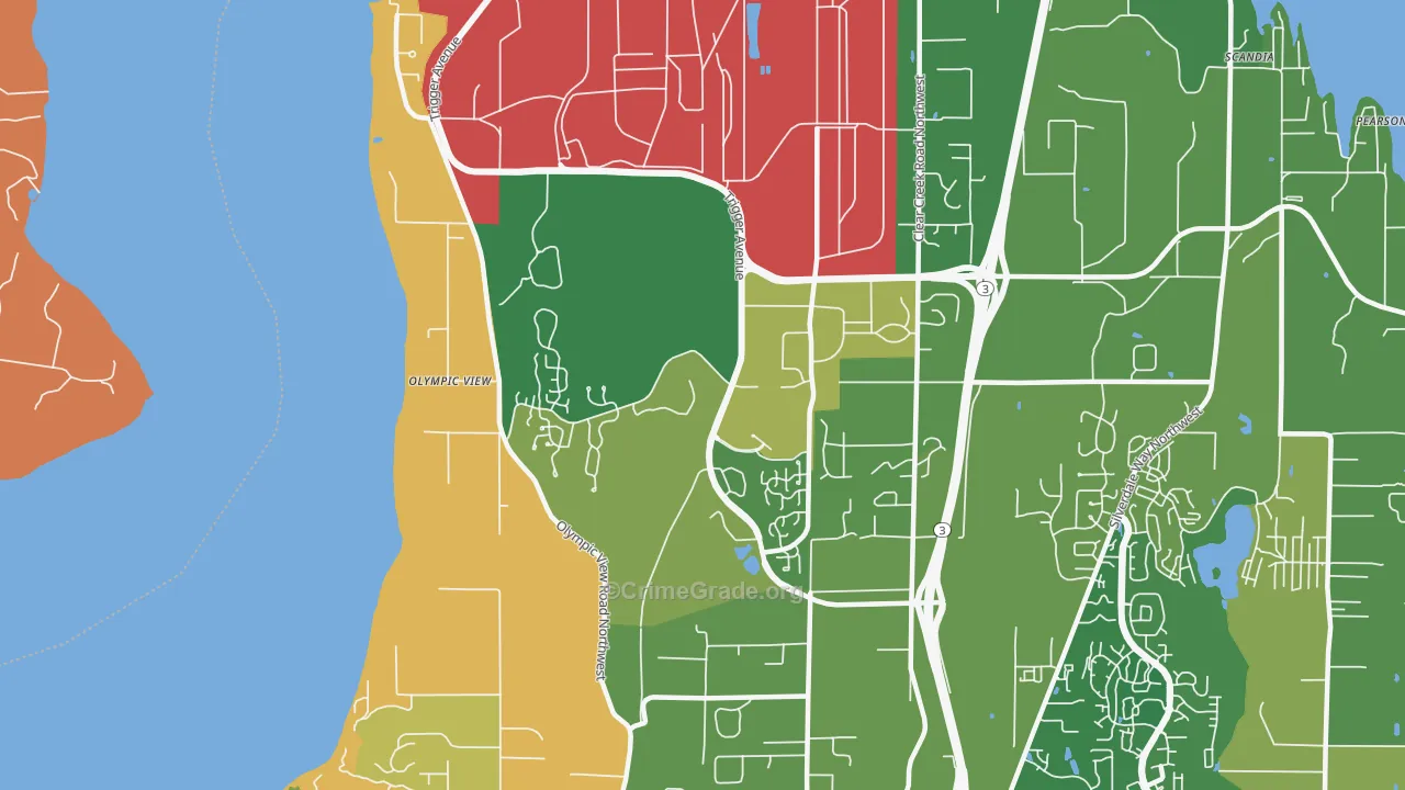 Bangor Base, WA Map of Robbery Rates