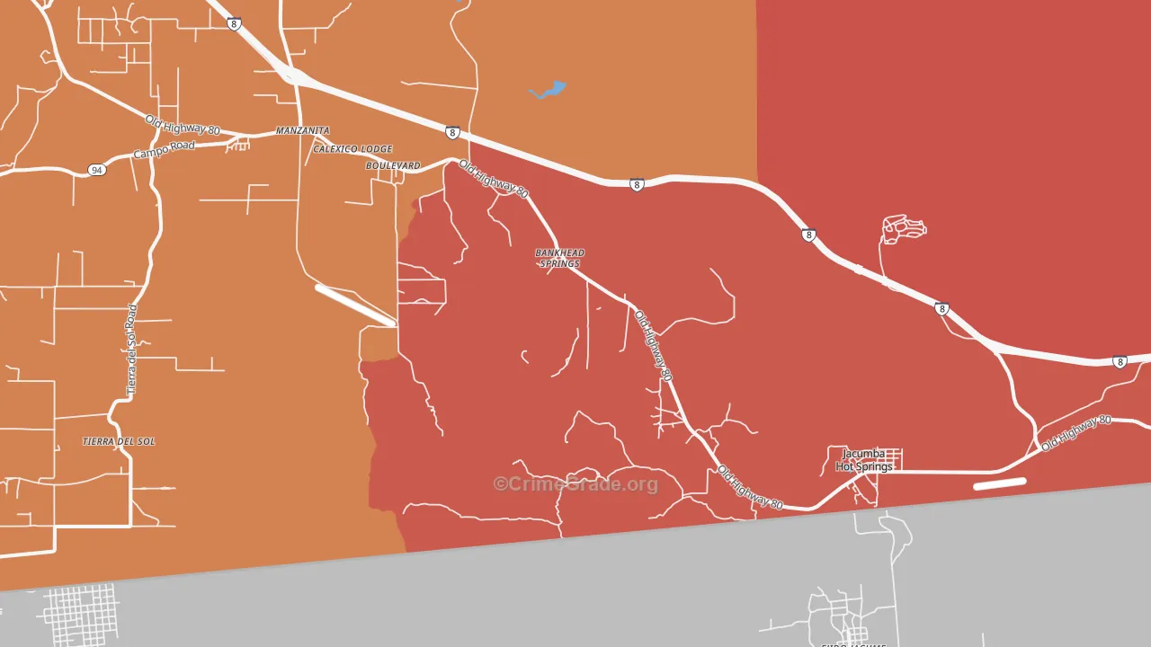 Bankhead Springs, CA Map of Robbery Rates