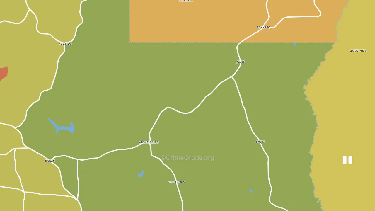 Banks, AL Map of Robbery Rates